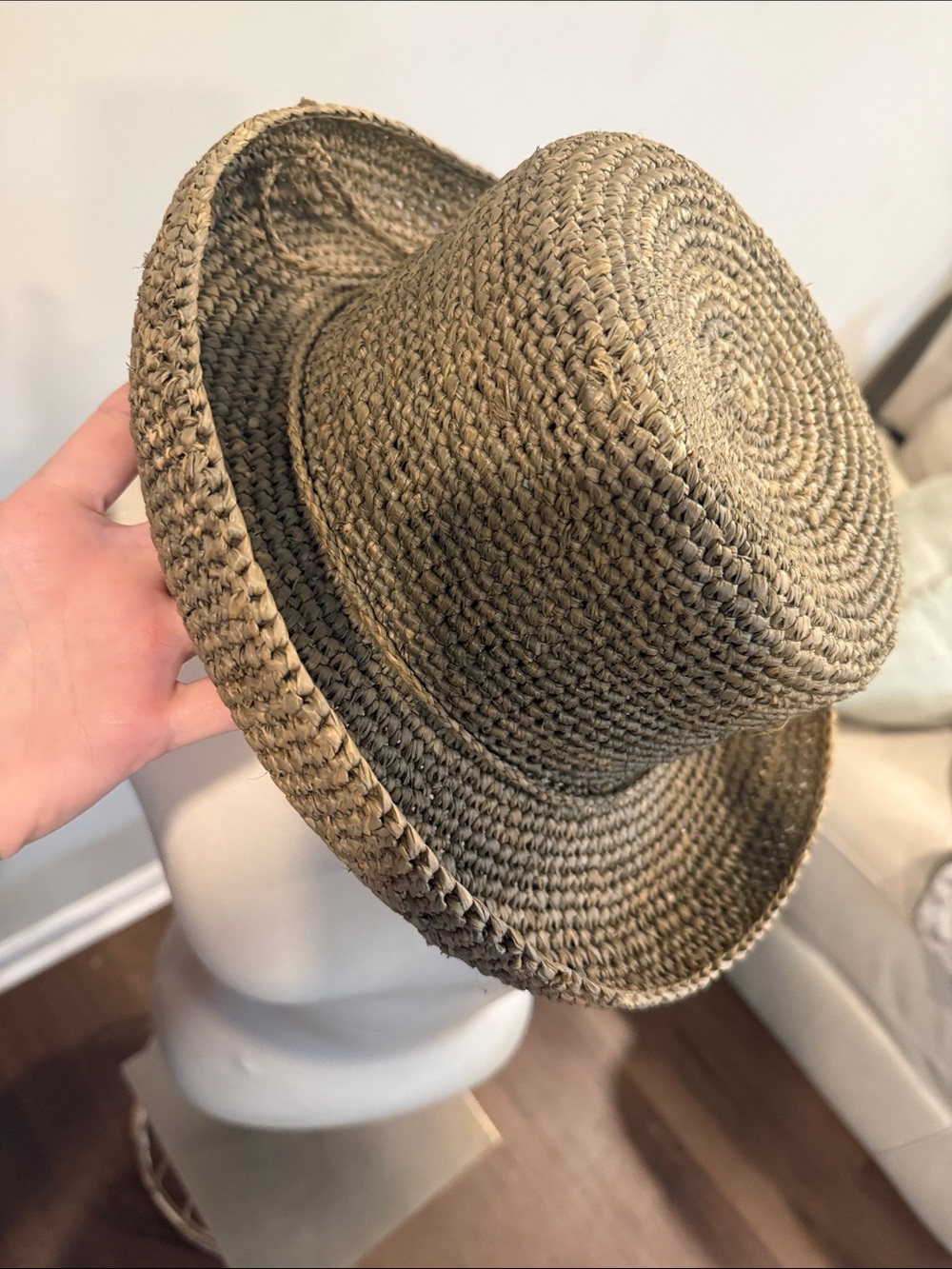Women's Braided Straw Bucket Hat - Natural Tan